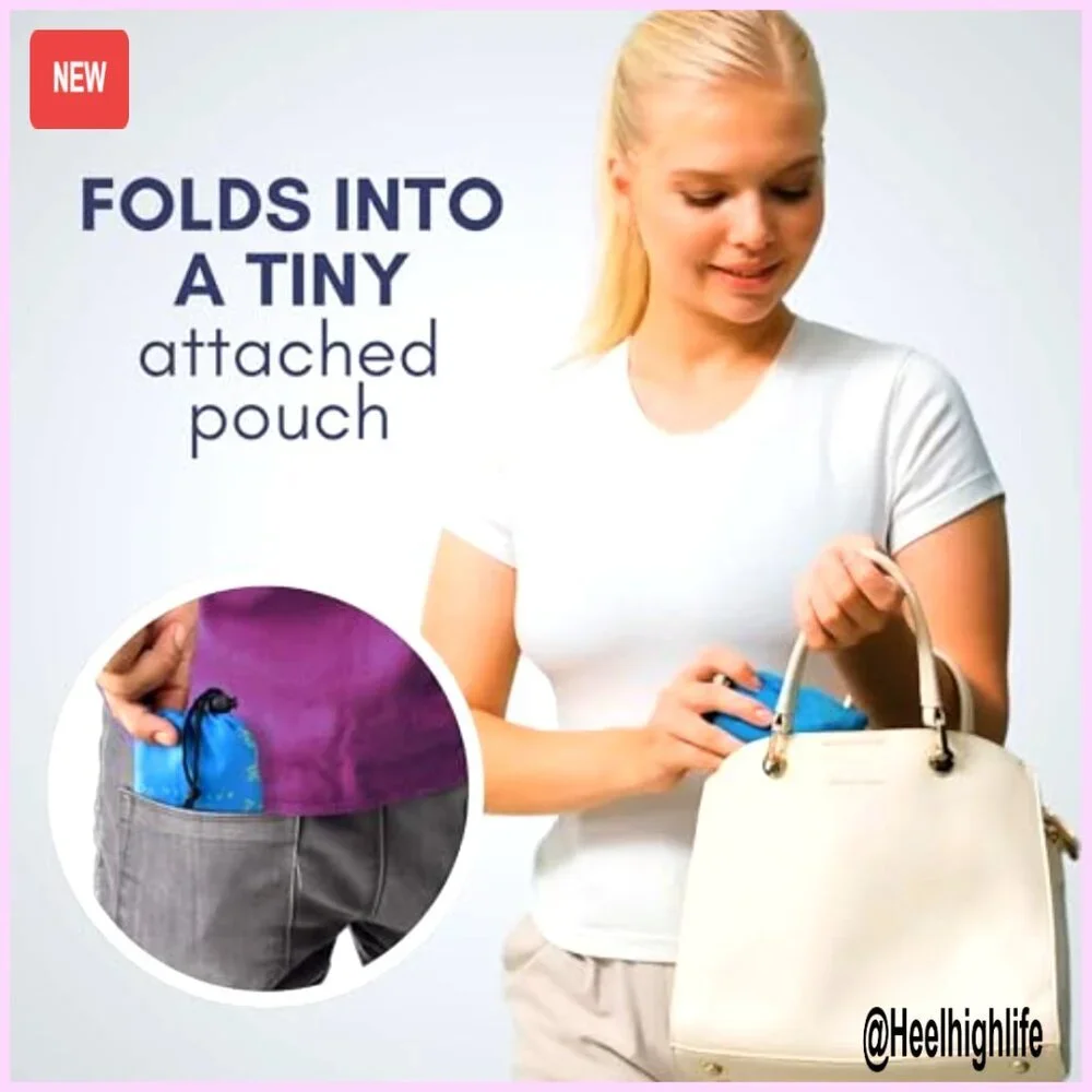 Foldable Reusable Grocery Bags with Carry Pouch, rPET Polyester, Machine